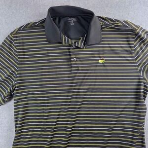 Masters Tech Golf Polo Mens XL Black Yellow Striped Performance Augusta Shirt